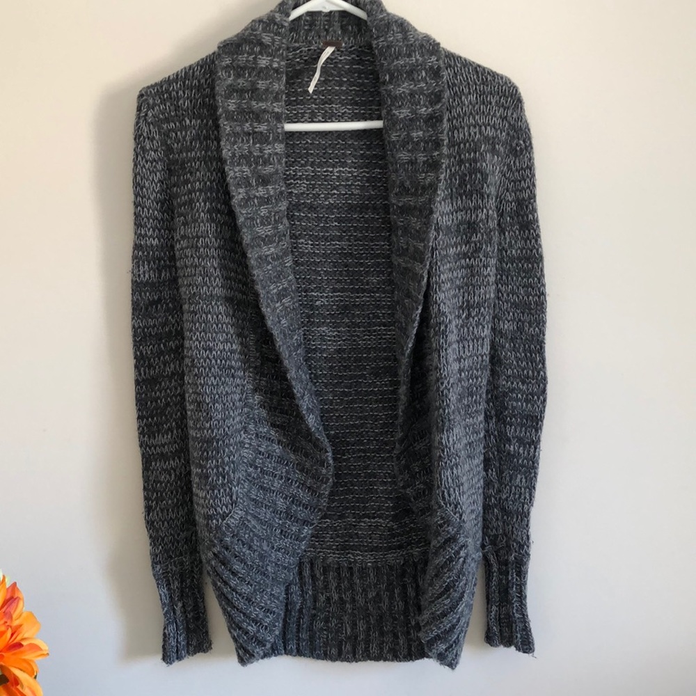 FREE PEOPLE Open Front Cardigan Sweater Gray